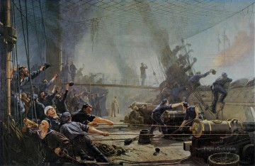 Buque de guerra Painting - Ombord pa fragatten Batalla naval Niels Juel